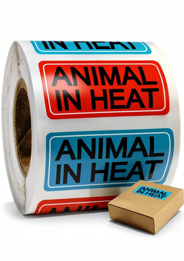 Animal in Heat Veterinary Labels 500pcs 1x2 Inch - Well Tile Labels-0