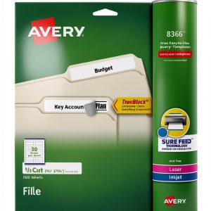 Avery 8366 Permanent Filing Labels 750 Pack White 2/3 x 3-7/16-0